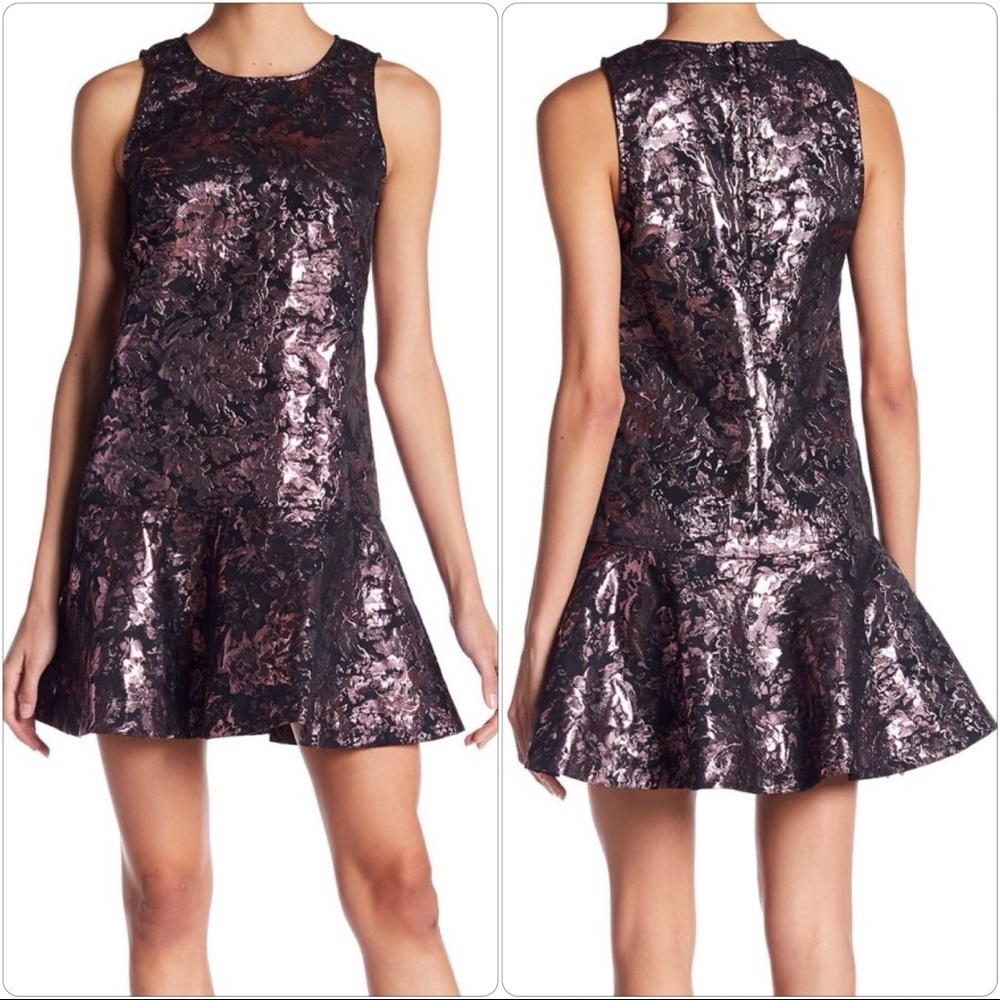 Laundry By Shelli Segal Dress Size 4 Womens Mini Sleeveless Metallic Jacquard